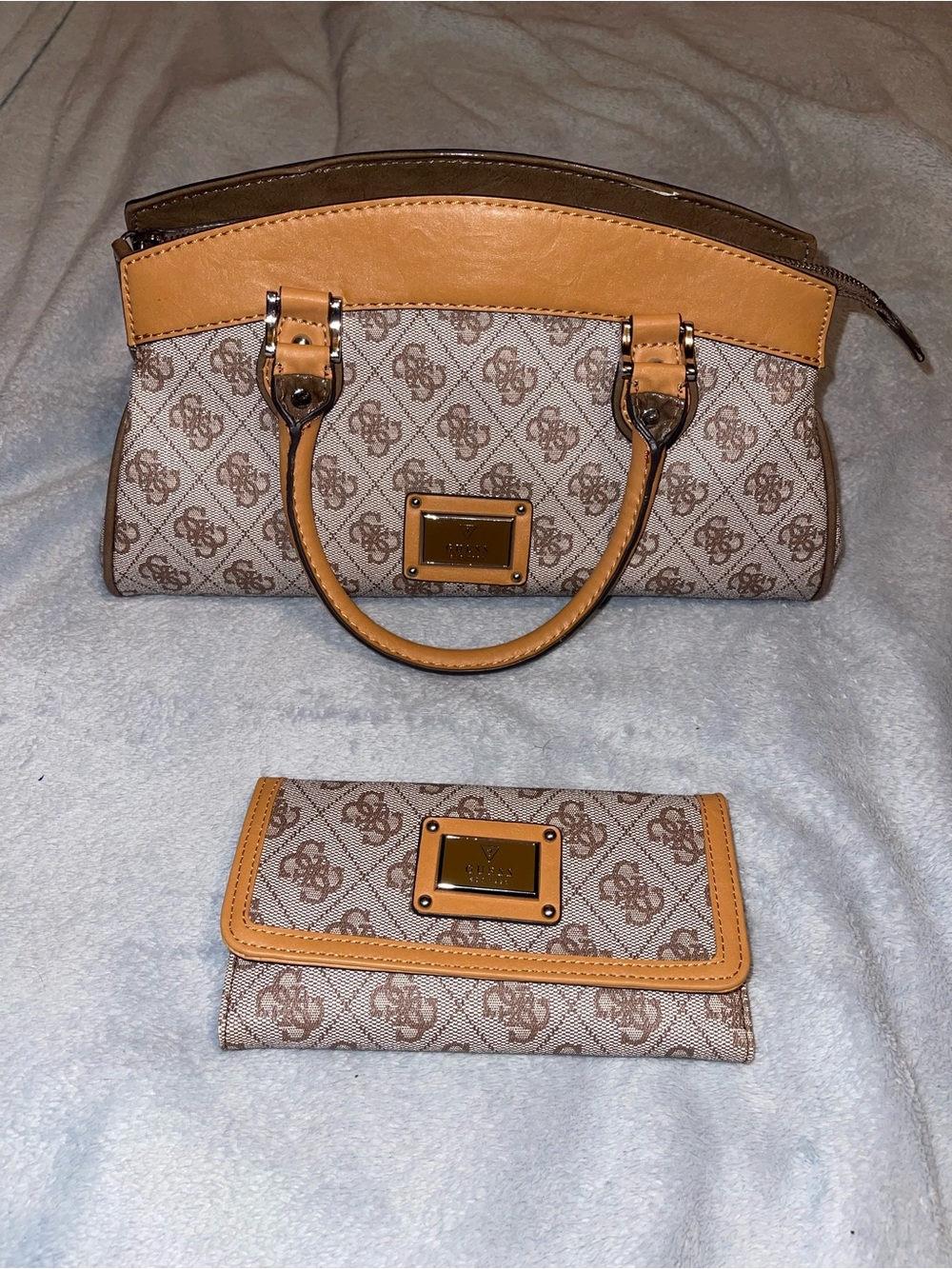 G by Guess Tan Monogram Satchel with Matching Wallet